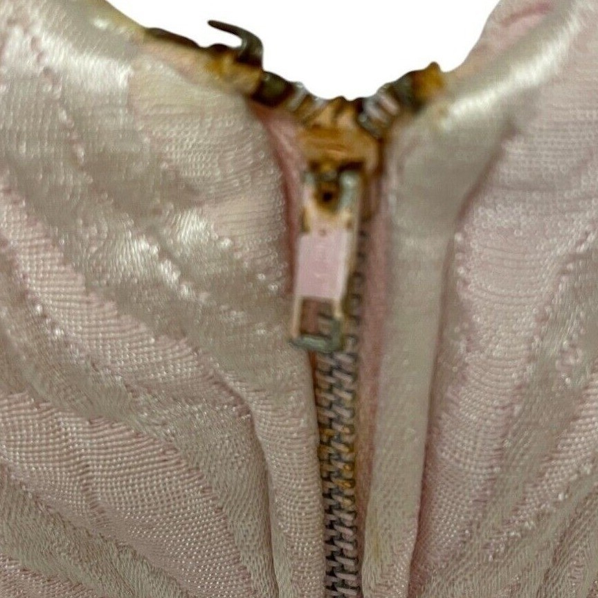 Vtg 60s Feather Cuff Brocade MOD Mini Cocktail Dress Buttons Small MCM Madmen