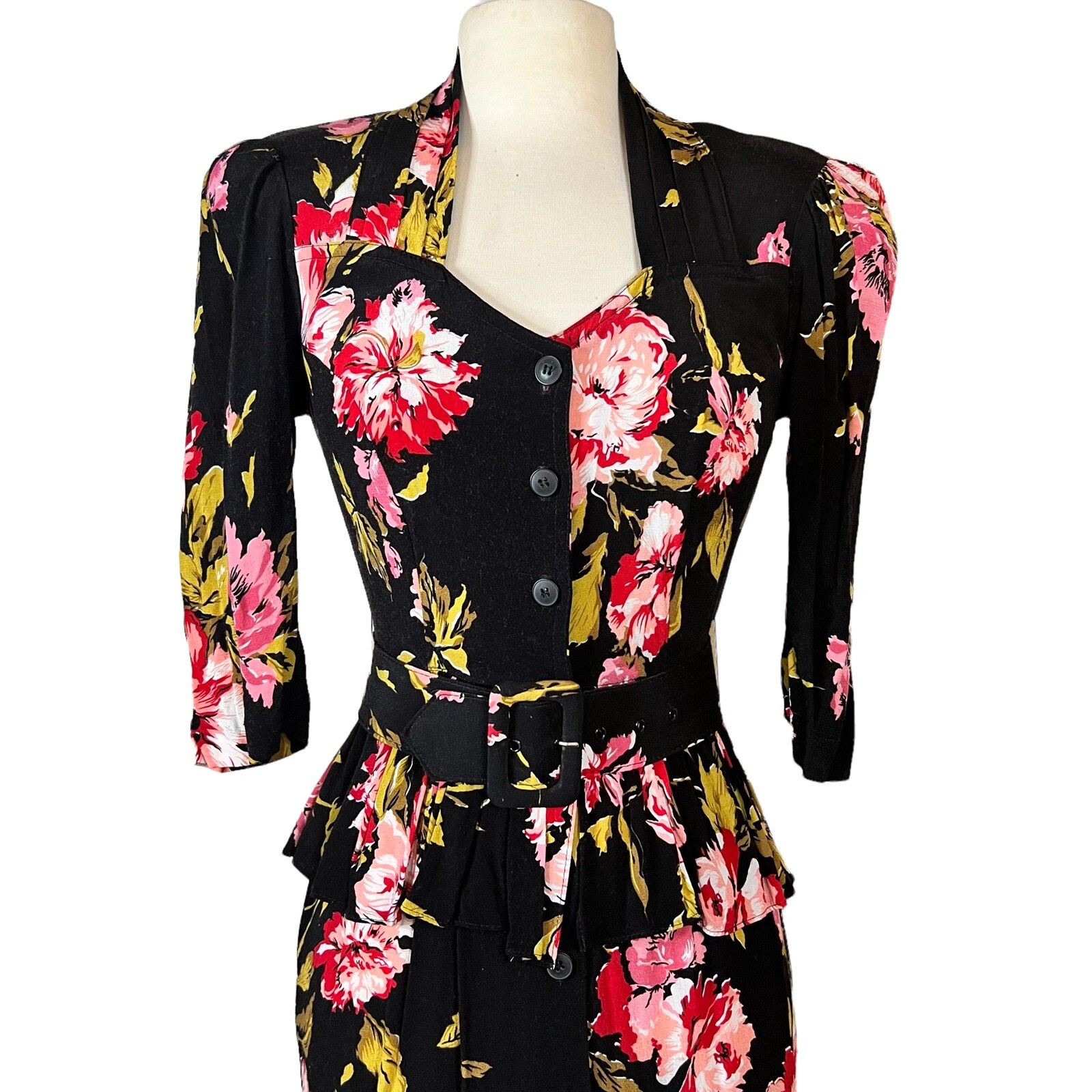 VTG Carol Anderson 80s Belted Floral Dress