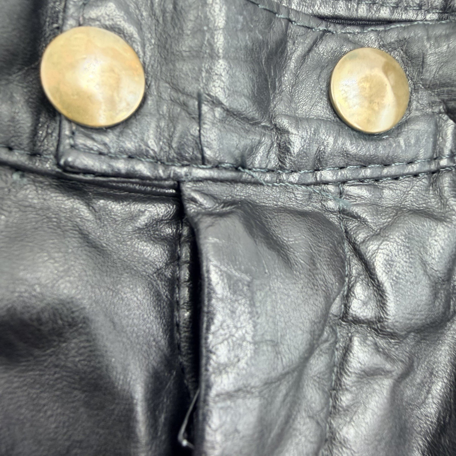 Vintage 70s 80s Euro High-Waisted Black Leather Womens Pants Sz 38 2/4 Glam Rock