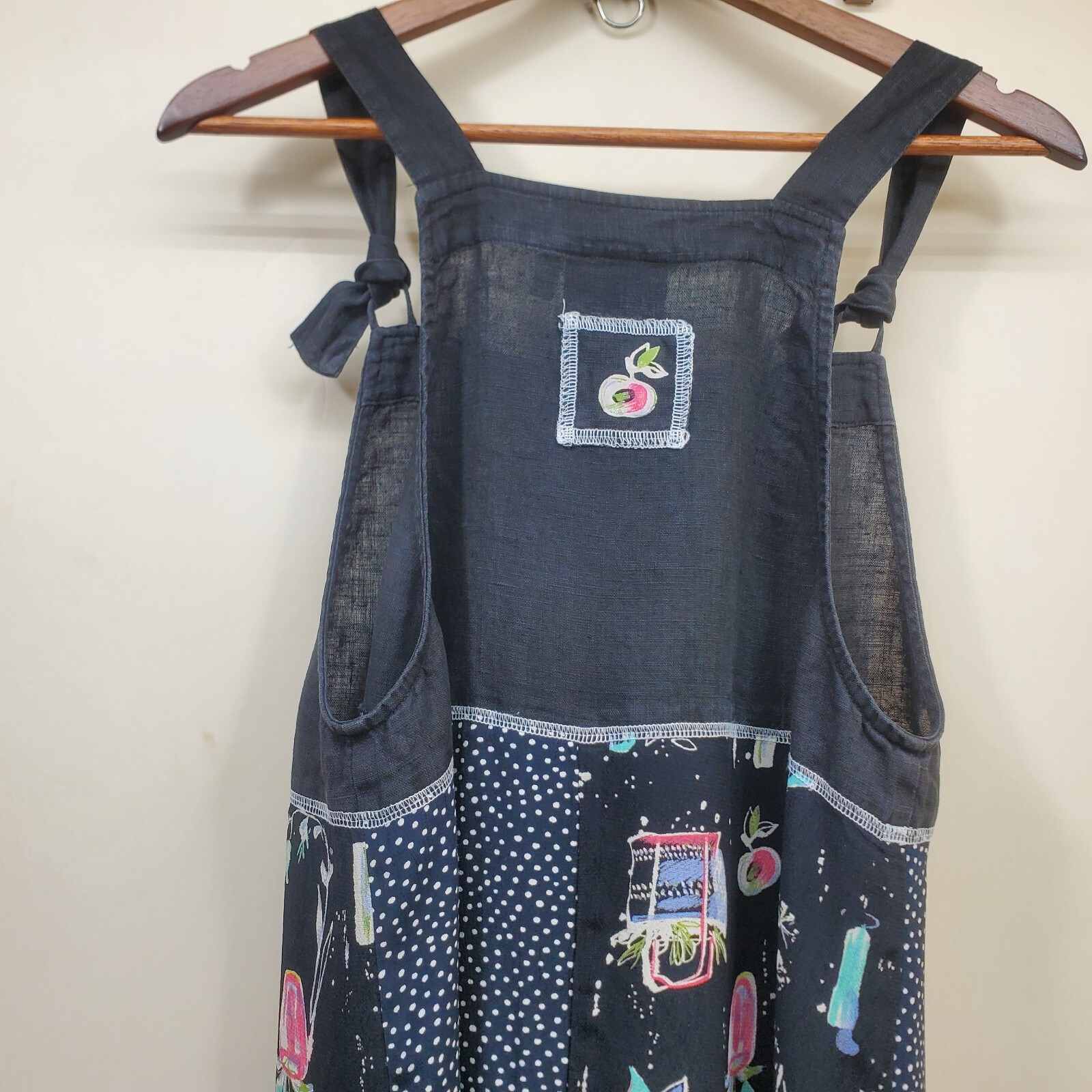 Vintage Carol Anderson Linen Overall Dress Party Bohemian Women’s Small Petite