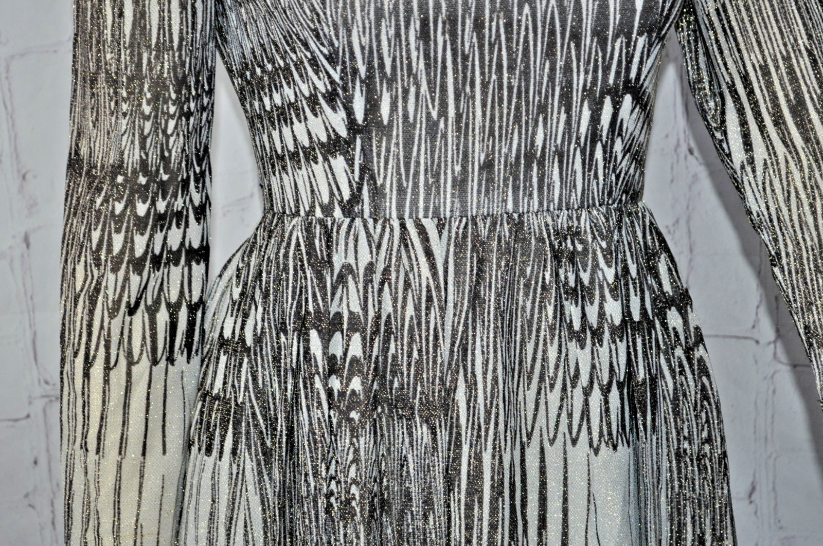 Vintage Mollie Parnis Boutique metallic Long Sleeve Dress Size S black gold