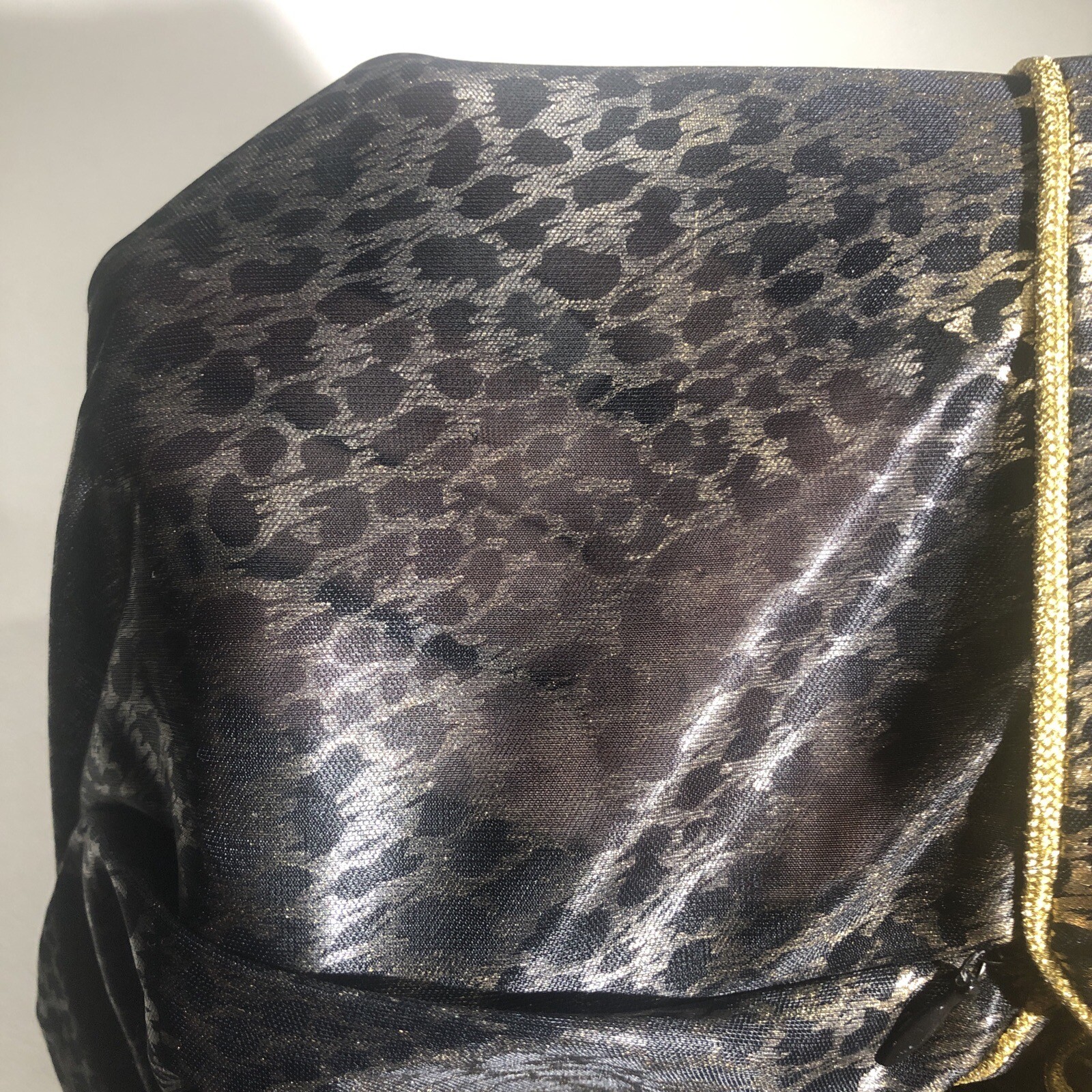 Vintage NIGHT GOWN Cheetah LEOPARD Animal Print Silky Sheer Lingerie Sz M Gold