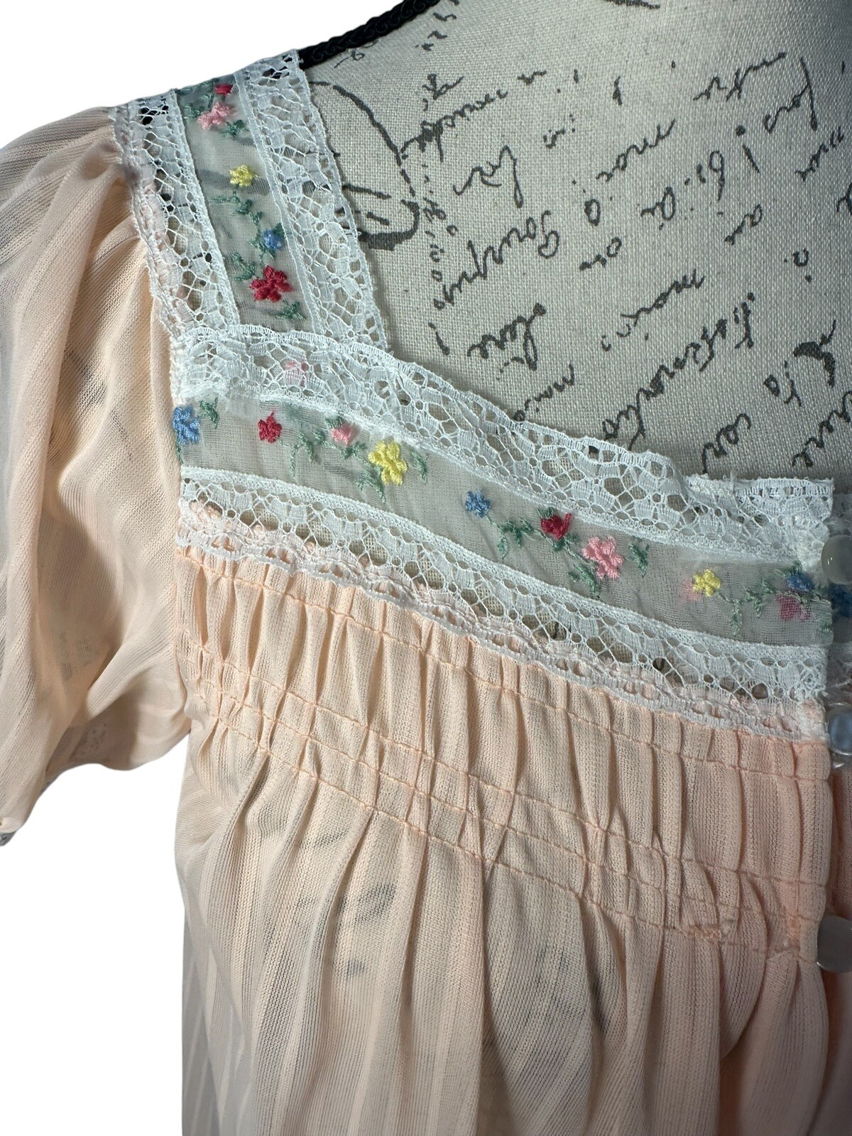 Movie Star 1960’s Vintage 3 Button Chiffon Peignoir Robe Nightgown Womens Med