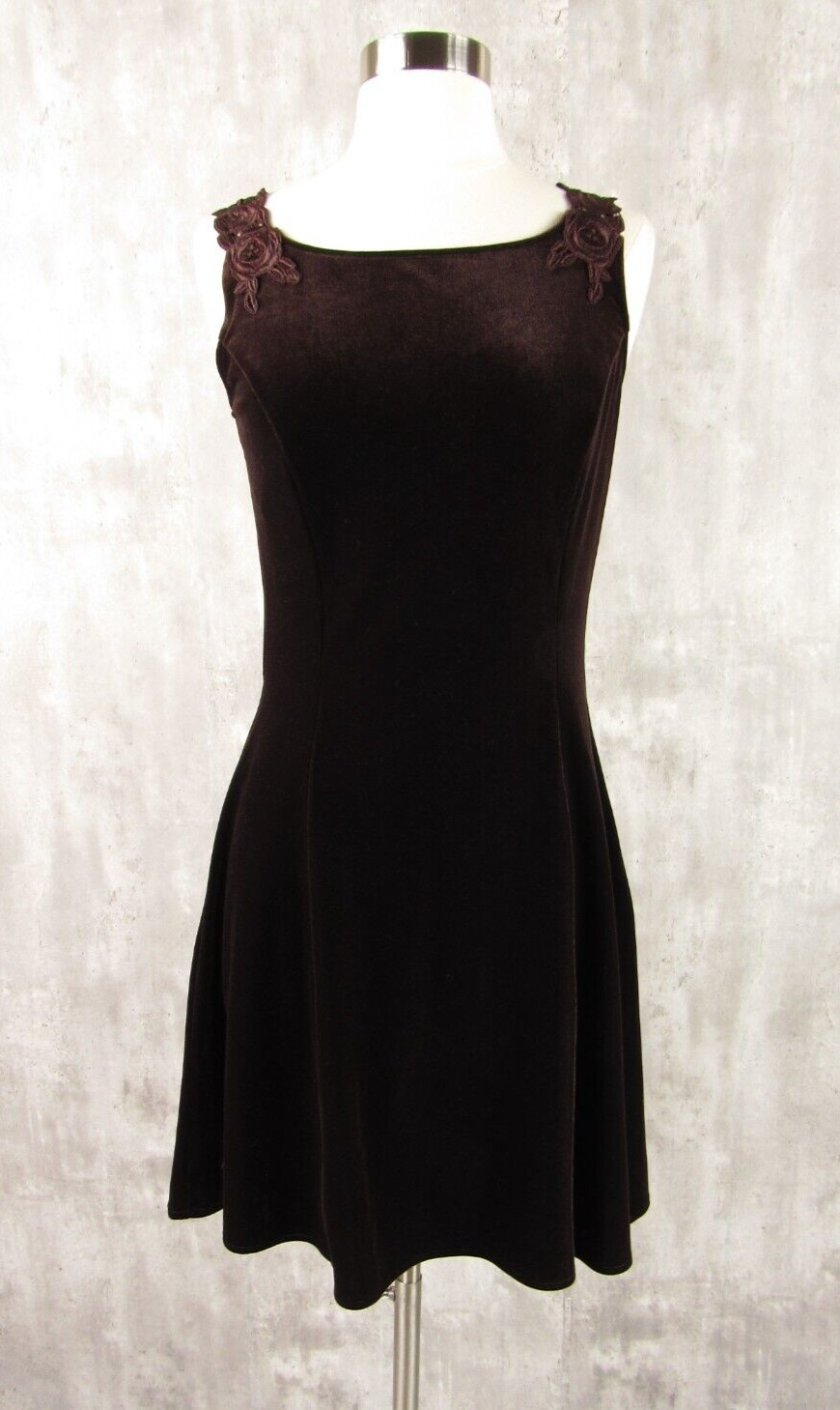Vintage 90s Y2K party Prom Short Velvet Skater Dress Lace Scott McClintock S/M
