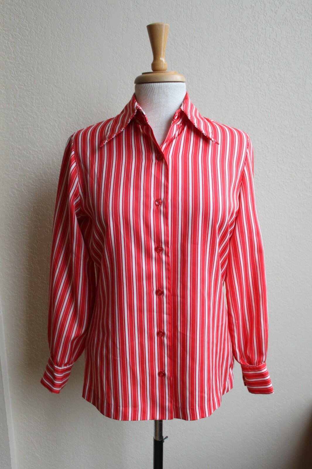 Vintage 80’s Contessa Monique Florence Alpers Shirt Medium Red White Stripe 10