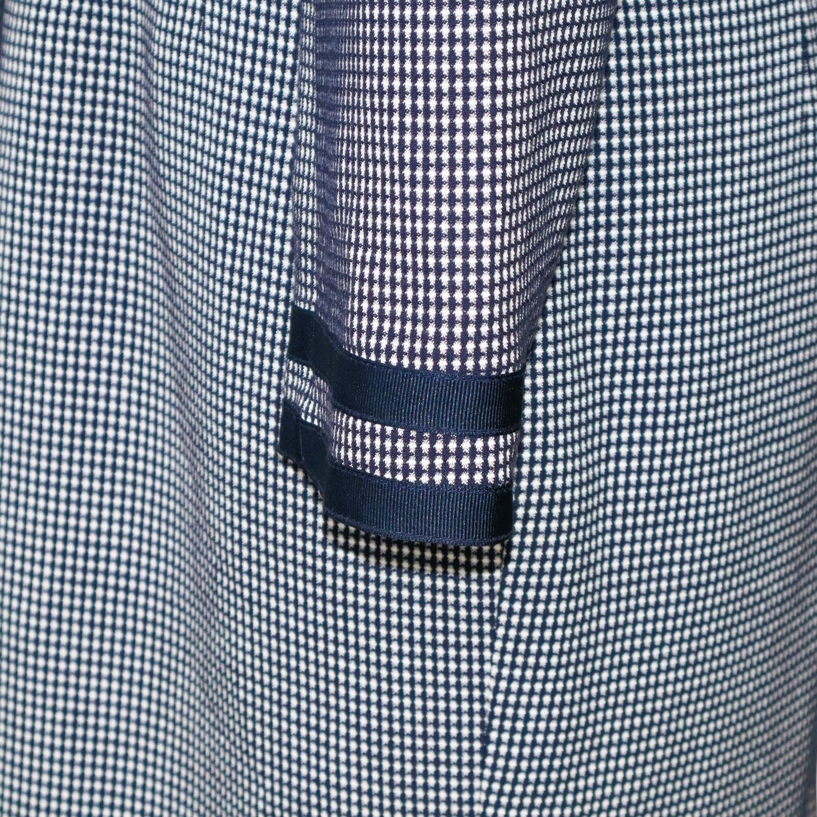 Vintage Liz Claiborne Petite Dress Navy White Micro Check Contrast Trim Size 6P