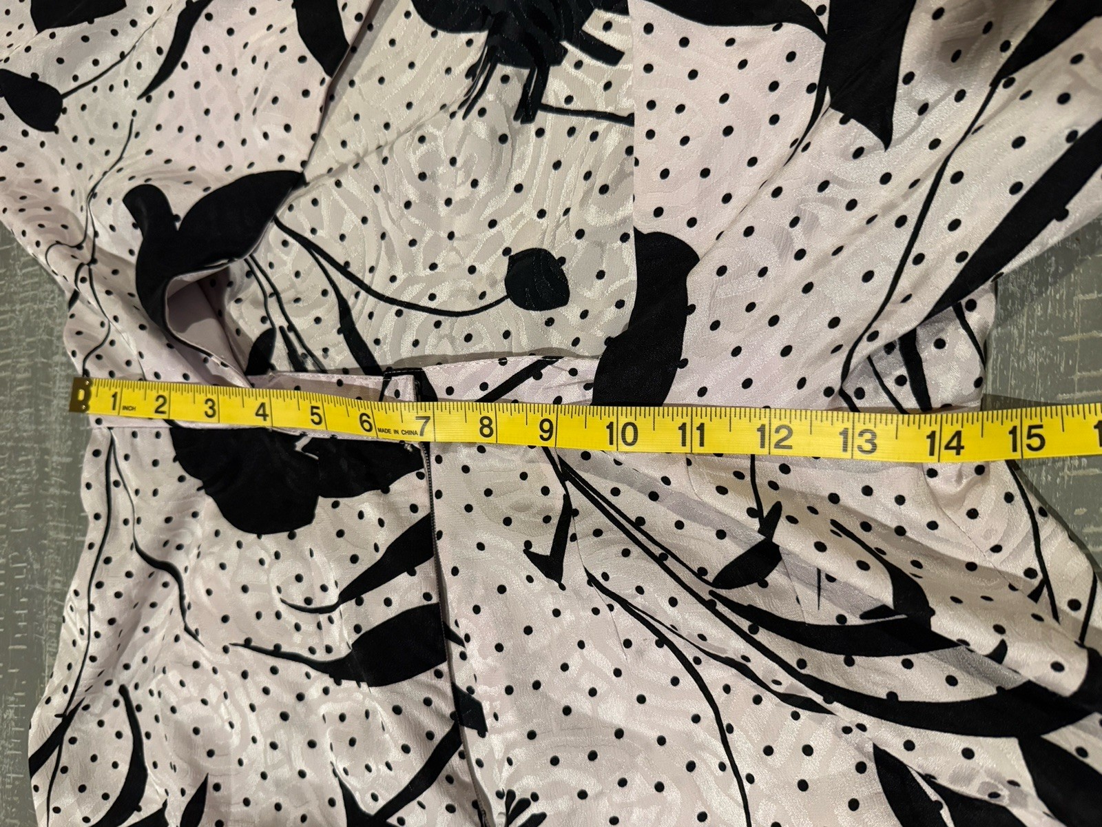 VTG 80s Silks by St Gillian Dress Cream Black Floral Open Cutout Back Midi Silk