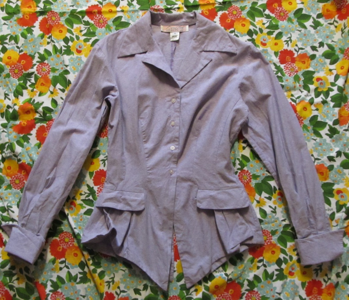 Vintage Byron Lars Shirt Tales lavender linen/cotton chambray jacket sz 4