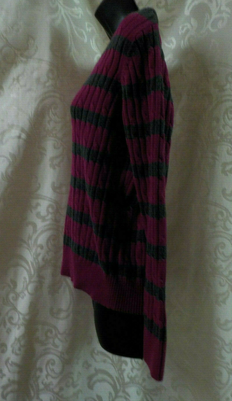 Vintage 2000 St. John’s Bay Sweater Size L Stripe Cotton Blend Long Sleeve V Nec