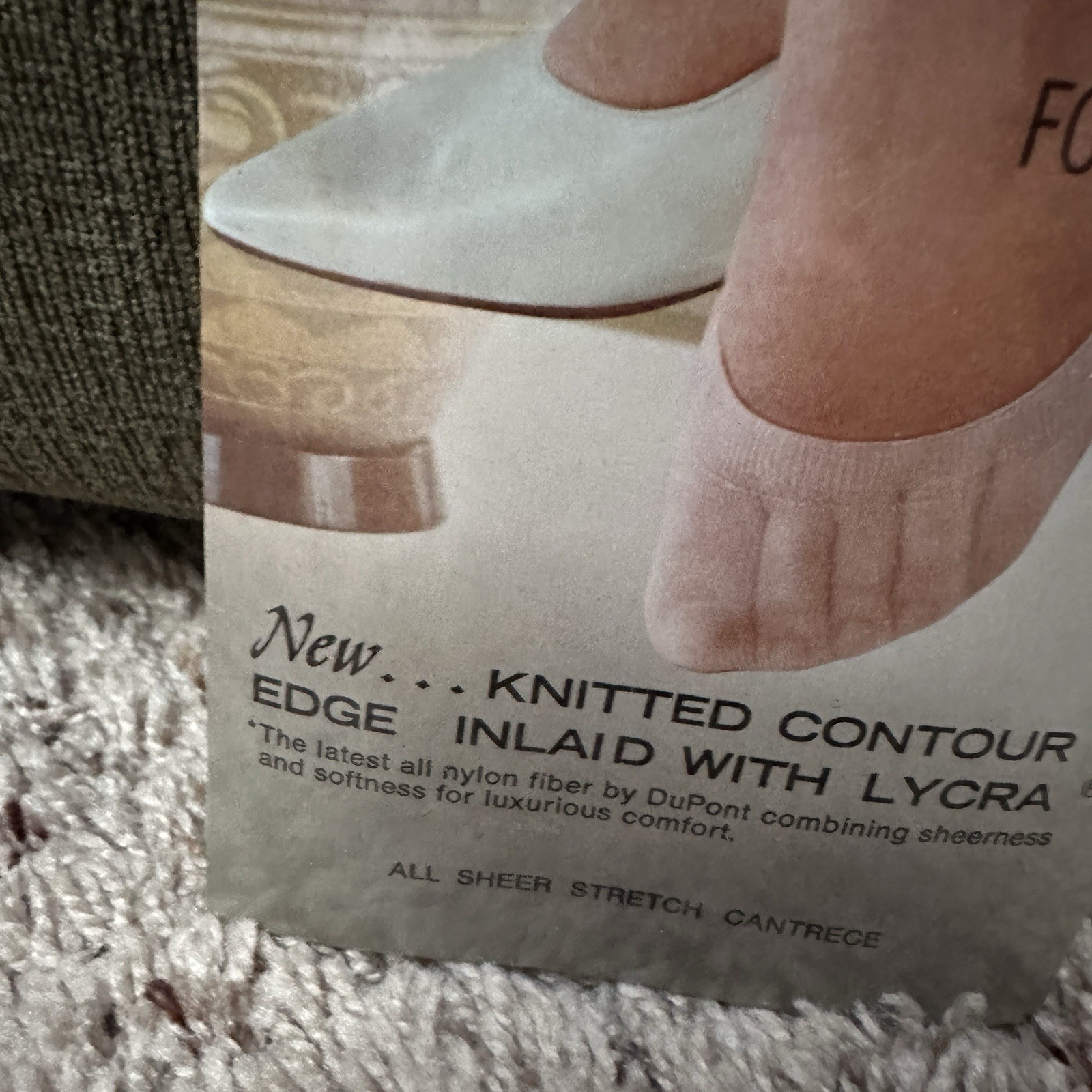 NEW Vintage Cantrece No-Band Footlets Beige Stretch Women’s Size 8-9.5 NIP