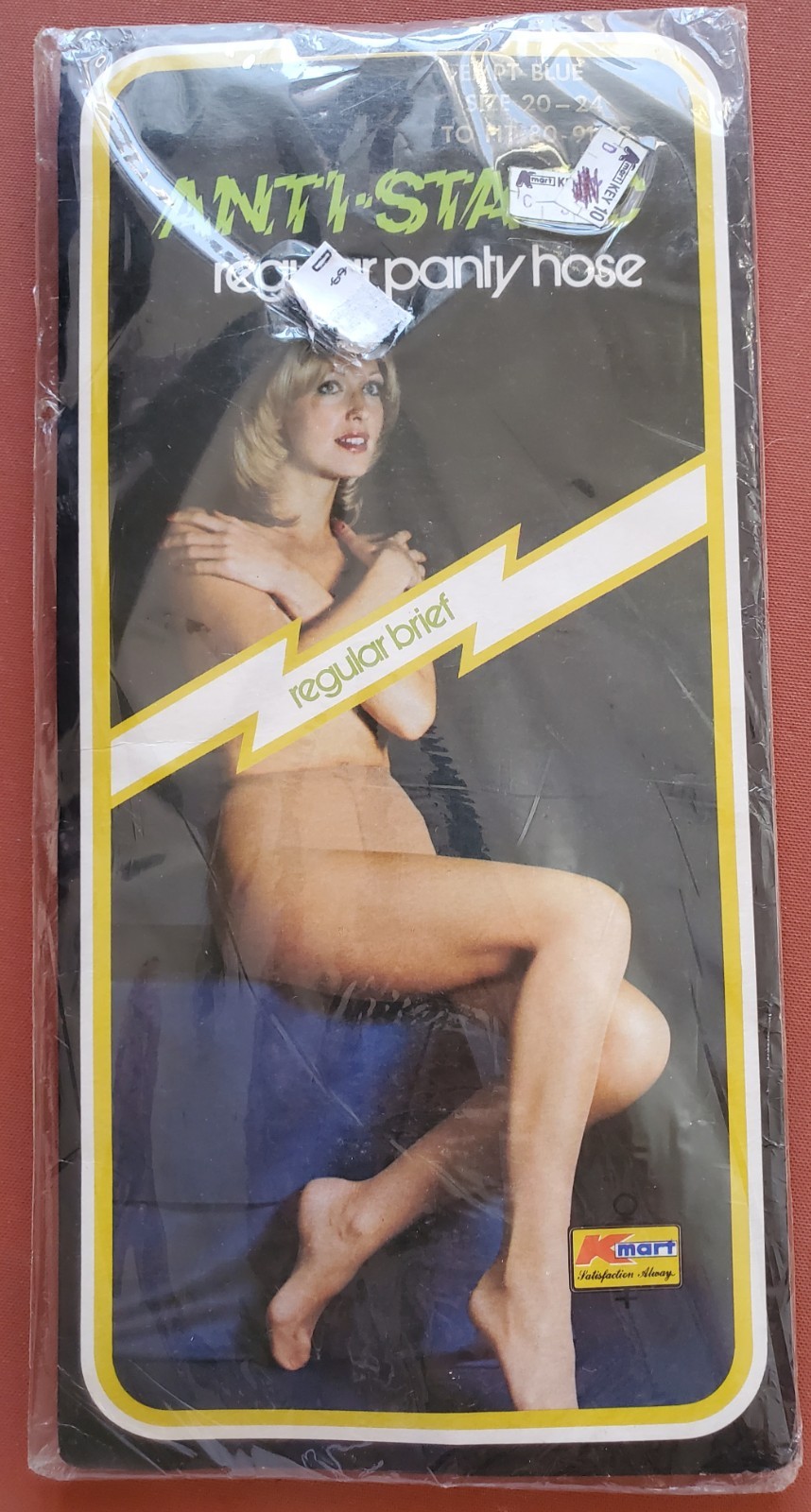 Vintage KMART 70s Stockings Panty Hose TEMP BLUE Anti-Static Regular Size 20-24