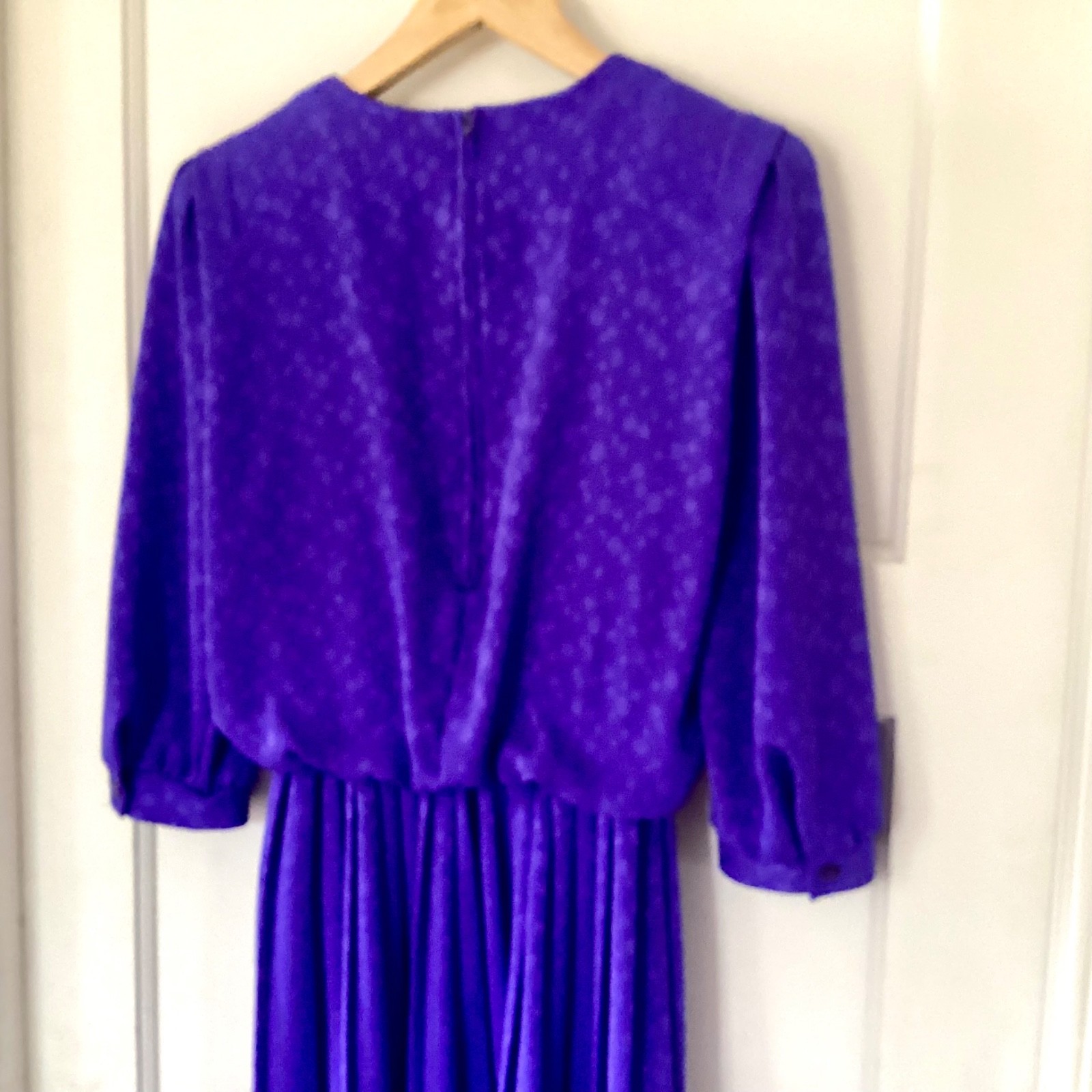 Vintage VLP Purple Blouson Dress w Pleated Skirt Size Petites 6 UNIONmade in USA