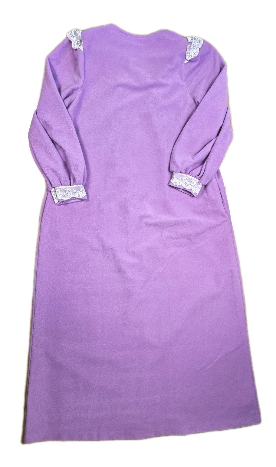 Vtg Sears Famous Bodies Women’s L Robe Housecoat Pink/Lavender Lace Fleece Long