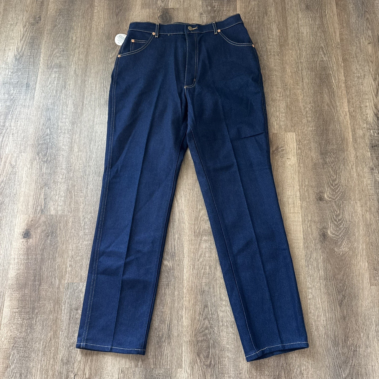 Vtg 70s 80s Lee Riders Jeans Dark Wash High Rise Talon 42 Creased USA Made Sz 18