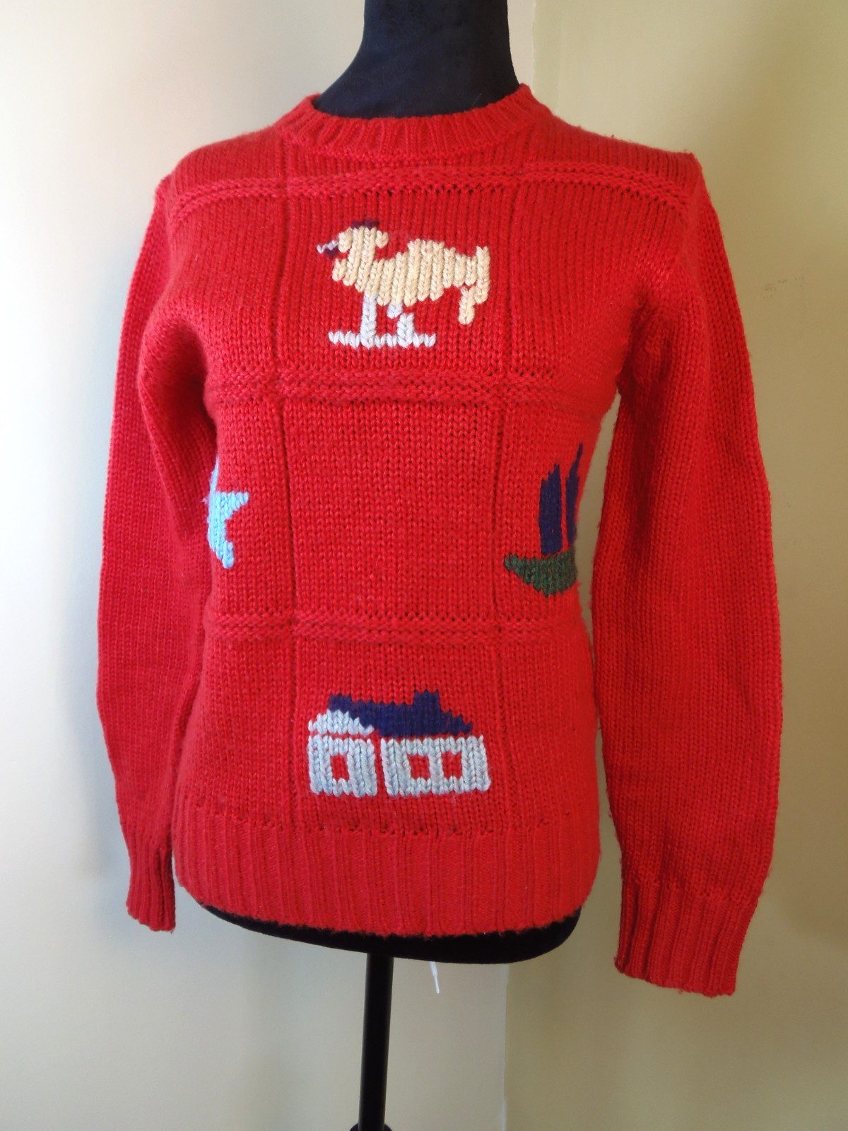 Vintage Lime Light Character Teacher Chunky Sweater Women’s SZ SM Made in Korea