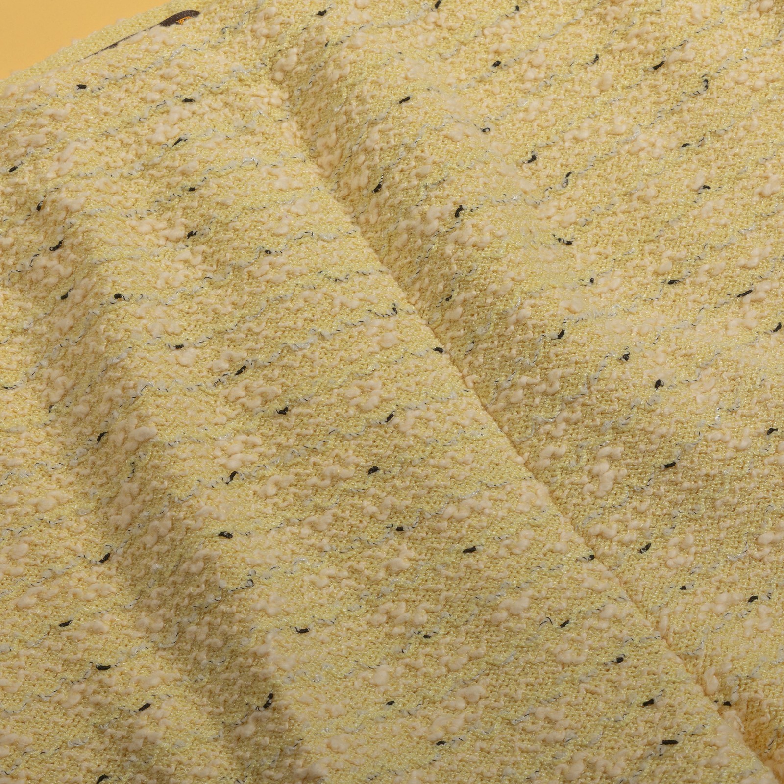 VTG 60s 70s Van Lear Haute Couture Yellow Boucle Knit High Waist Pants S / M