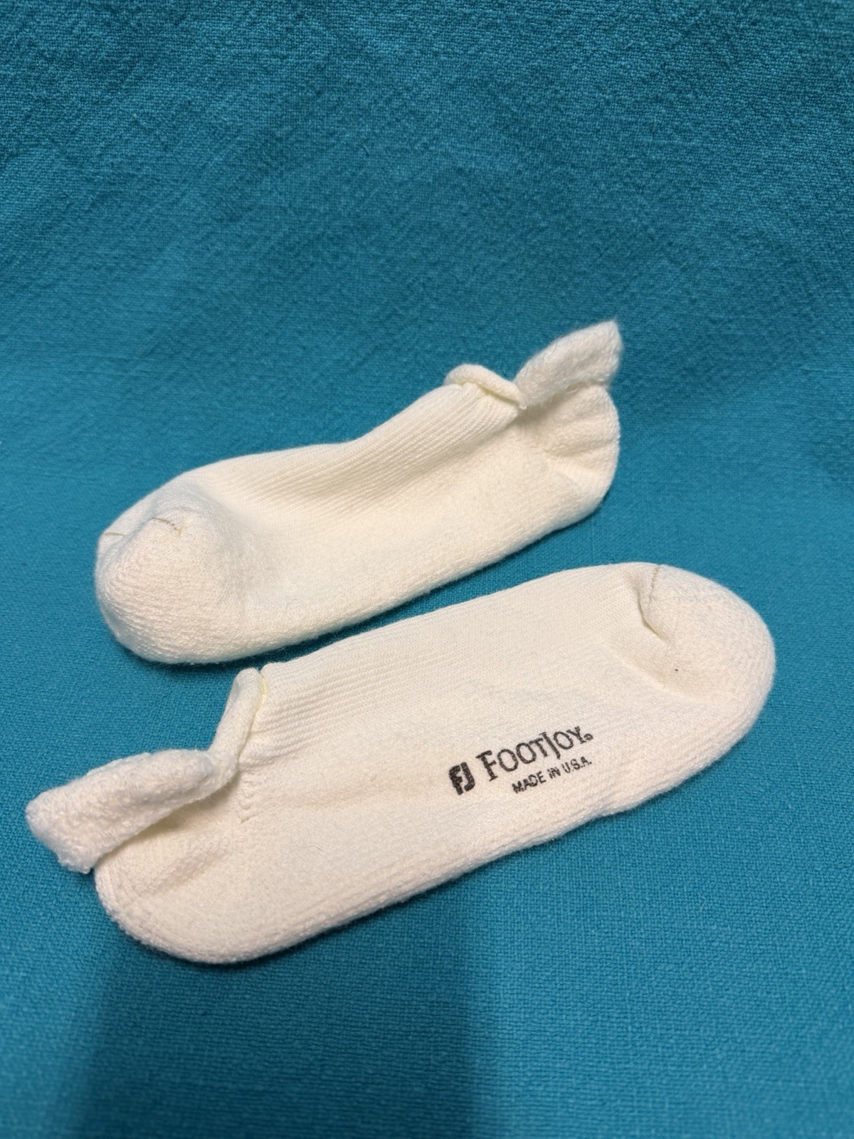 VTG Women’s Footjoy Socks White Low Cut Roll Top Acrylic Blend Ankle 8-10 90s.