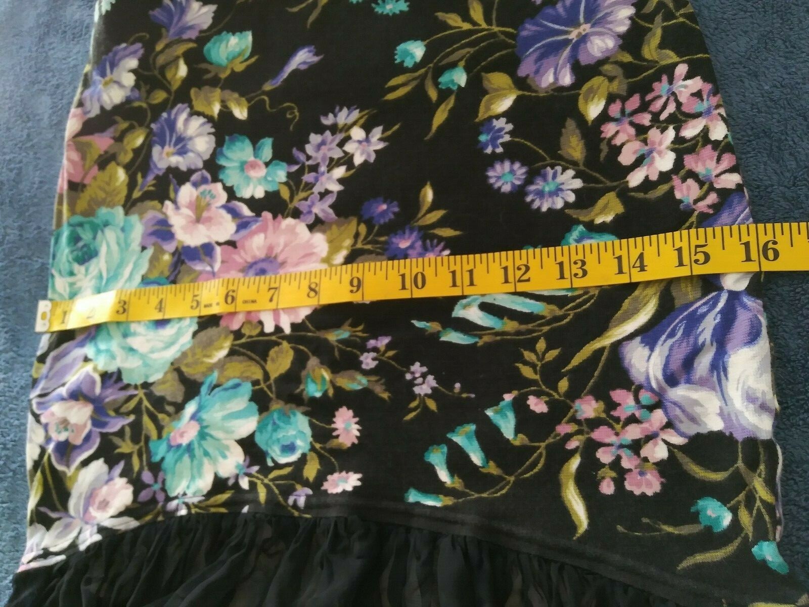 New Wave Dress S JAY JACOBS 1980s Chiffon Floral Stretch CUB WEAR Hip Hop Style