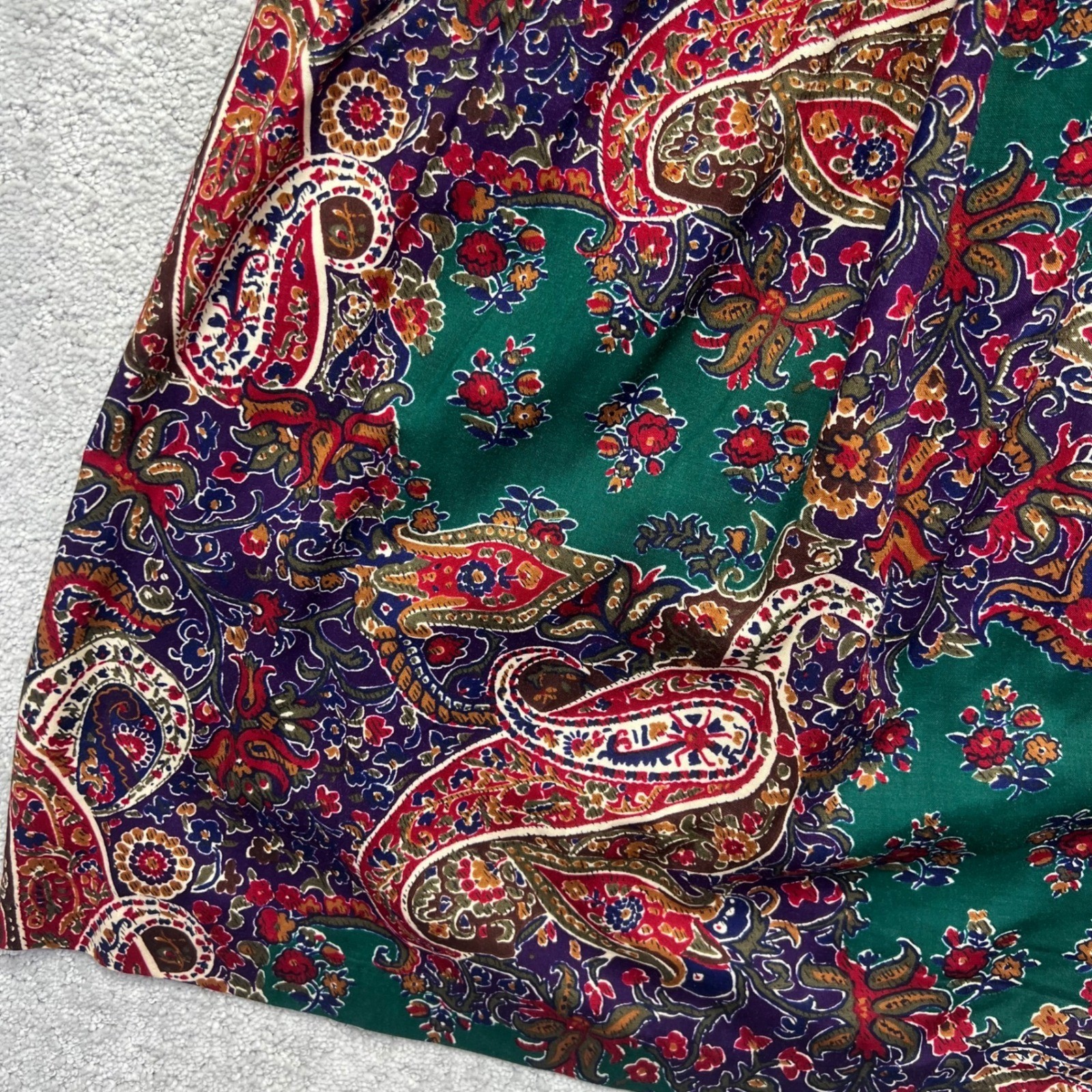 VINTAGE Briggs New York Skirt Size 8 Paisley Maxi Belted Pleated Rayon NWT