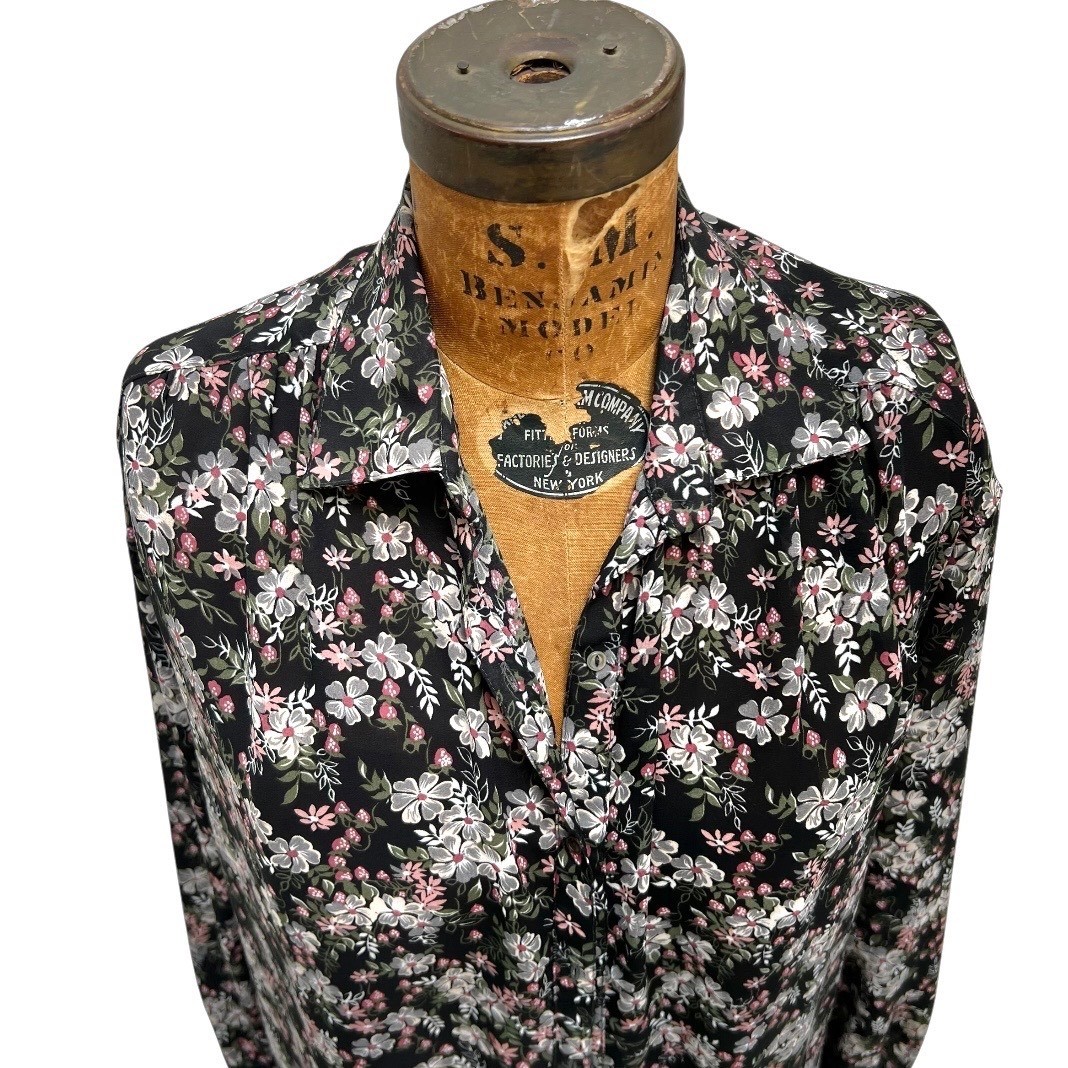 VTG 70s Givenchy for Chesa Floral Blouse 10 Office Siren Dark Fairy French Girl