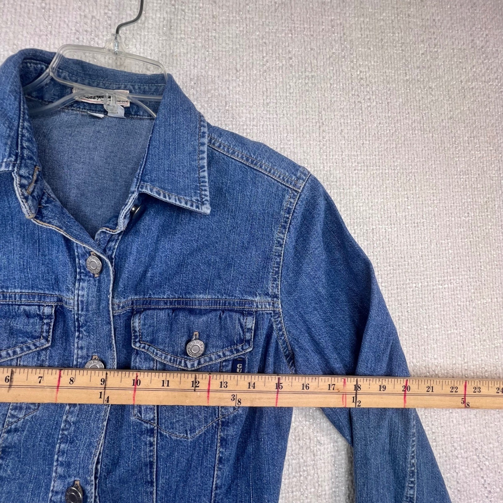 Vintage Guess Jeans USA Denim Mini Dress Medium Wash Button Front Siz 9 Made USA