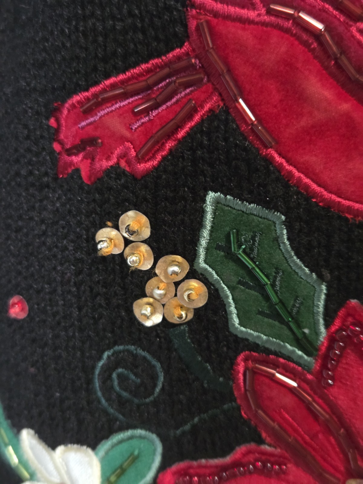 Vtg Tiara Int’l Christmas Zip Cardigan Sweater M Cardinal Snowflake Sequin Beads