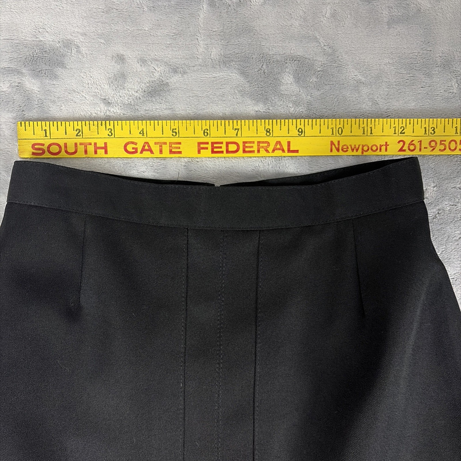 Vintage Union Made Pan-her Black Pleated Back Zipper A Line Skirt Size 7/8