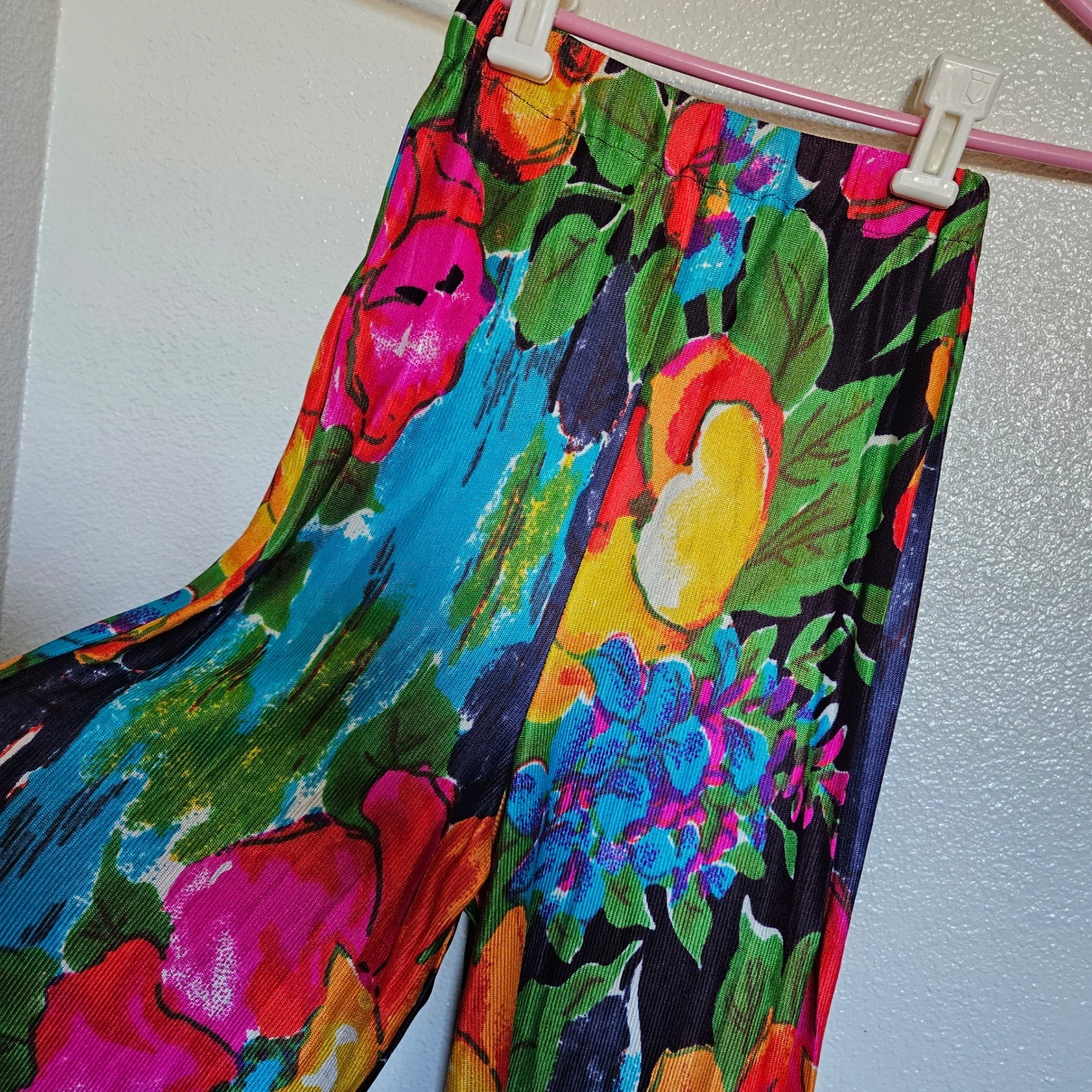 Vintage Van Raalte At Home Wear Floral Palazzo Pants Wide Leg Multi Color