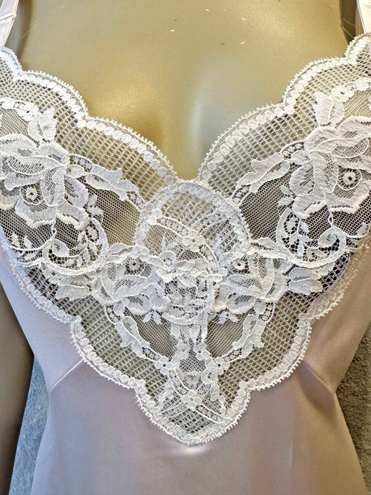 VTG Shadowline Dress Slip NEW w/Orig Tags, Peek-A-Boo Lace Mauve Pink Sexy 80’s