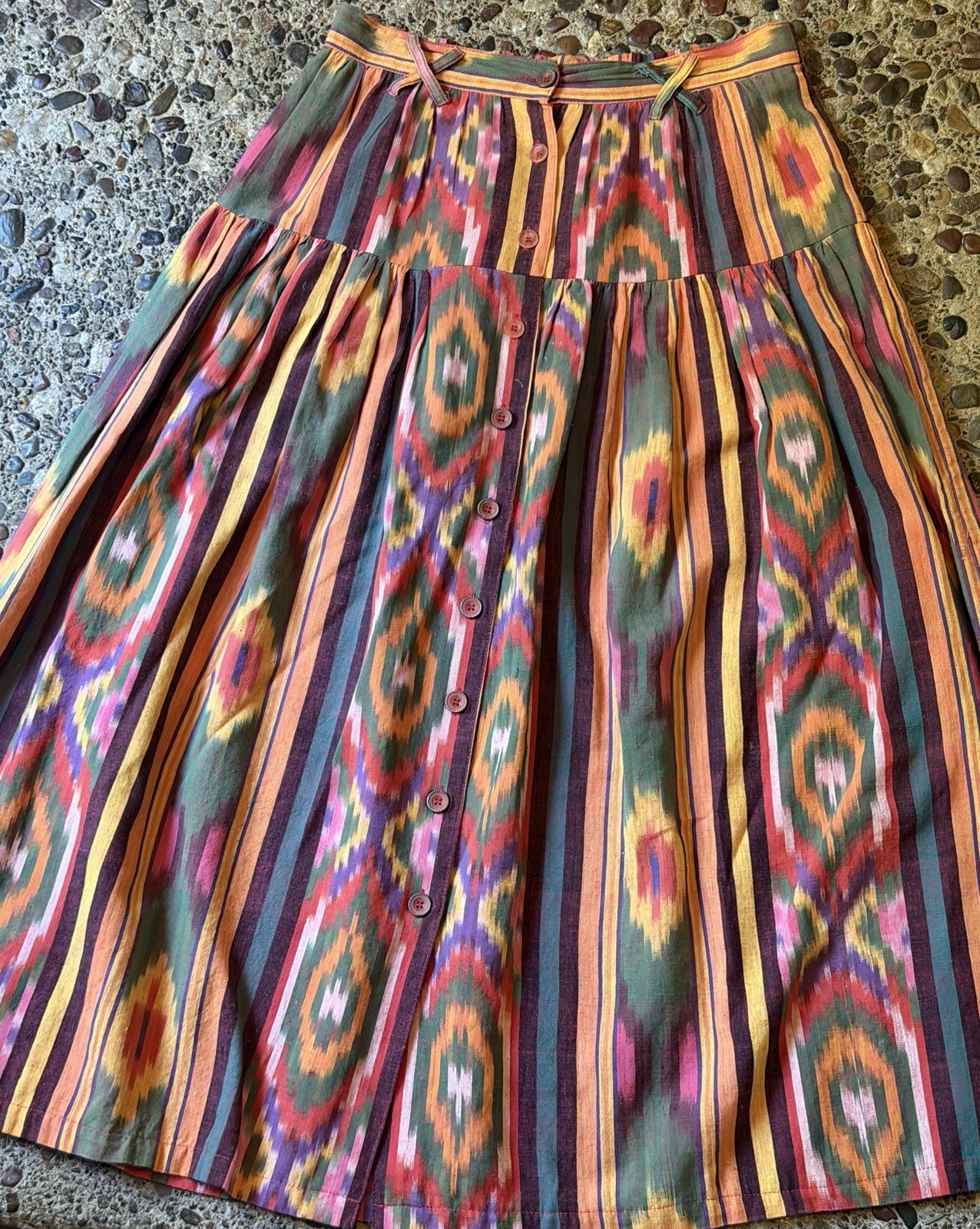 Vintage Ascente Sport Medium Aztec Indian Southwest Midi Boho Skirt USA Made