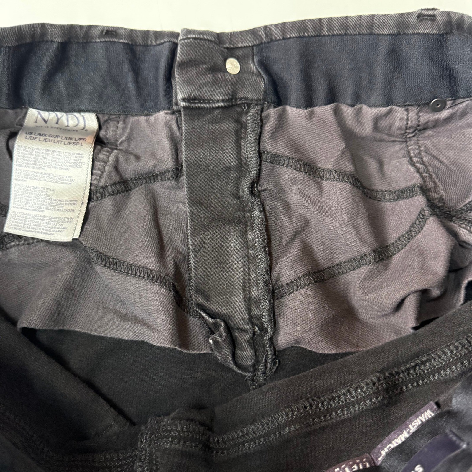 NYDJ Sheri Slim Women Large Vintage Black Waist-Match Lift Tuck Denim MSHBSS8984