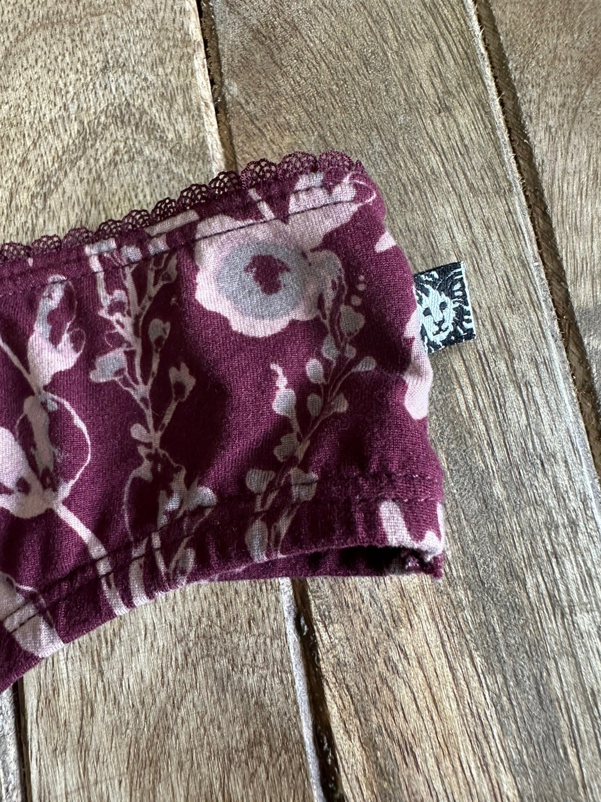Vtg Anne Klein S Black Wine Floral Bikini Panties Panty