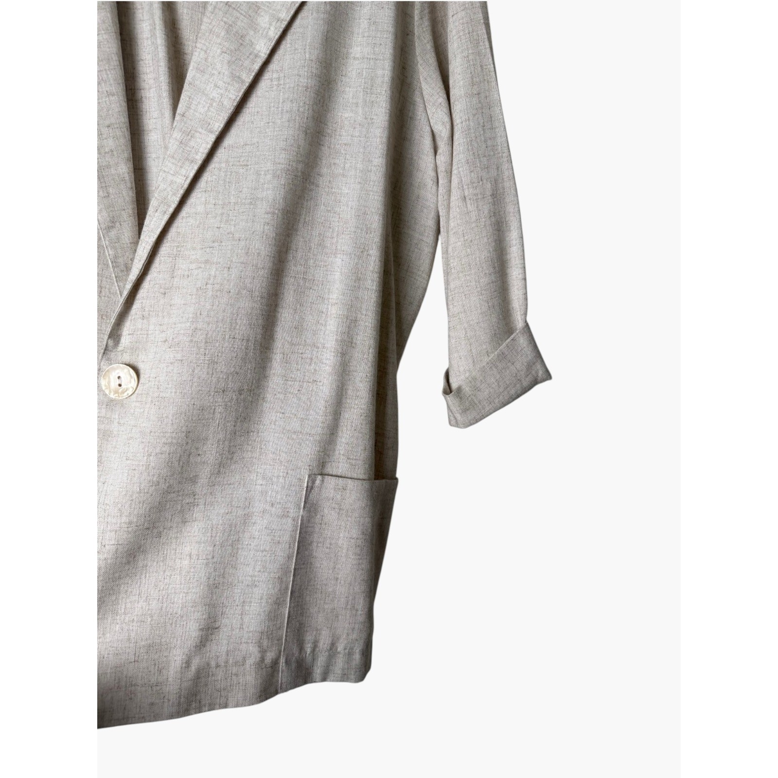 Vintage Alice Stuart Lightweight Oatmeal Beige Jacket Blazer Sz XL
