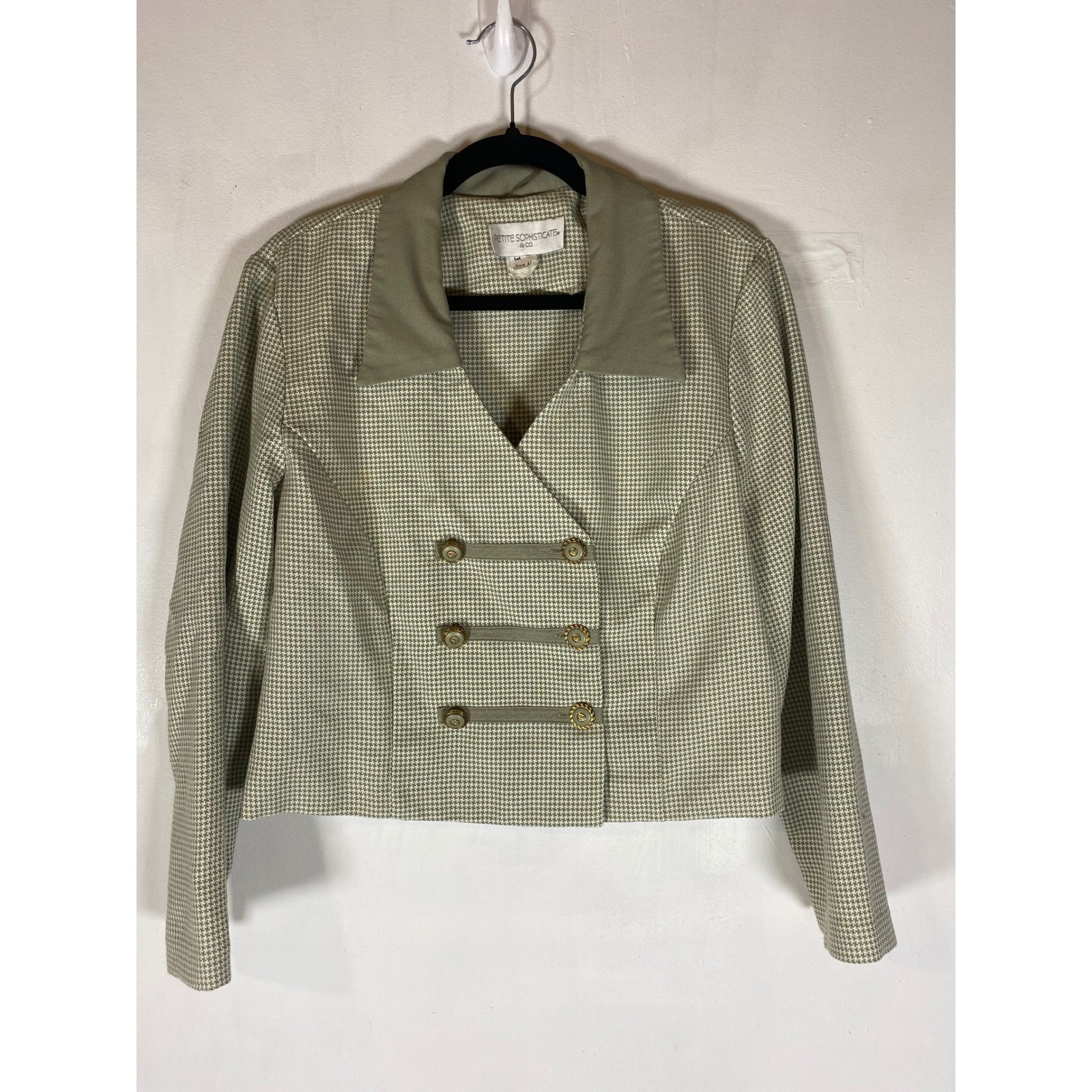 Vintage 90s Petite Sophisticate & Co Houndstooth Cropped Jacket Blazer Petite 12