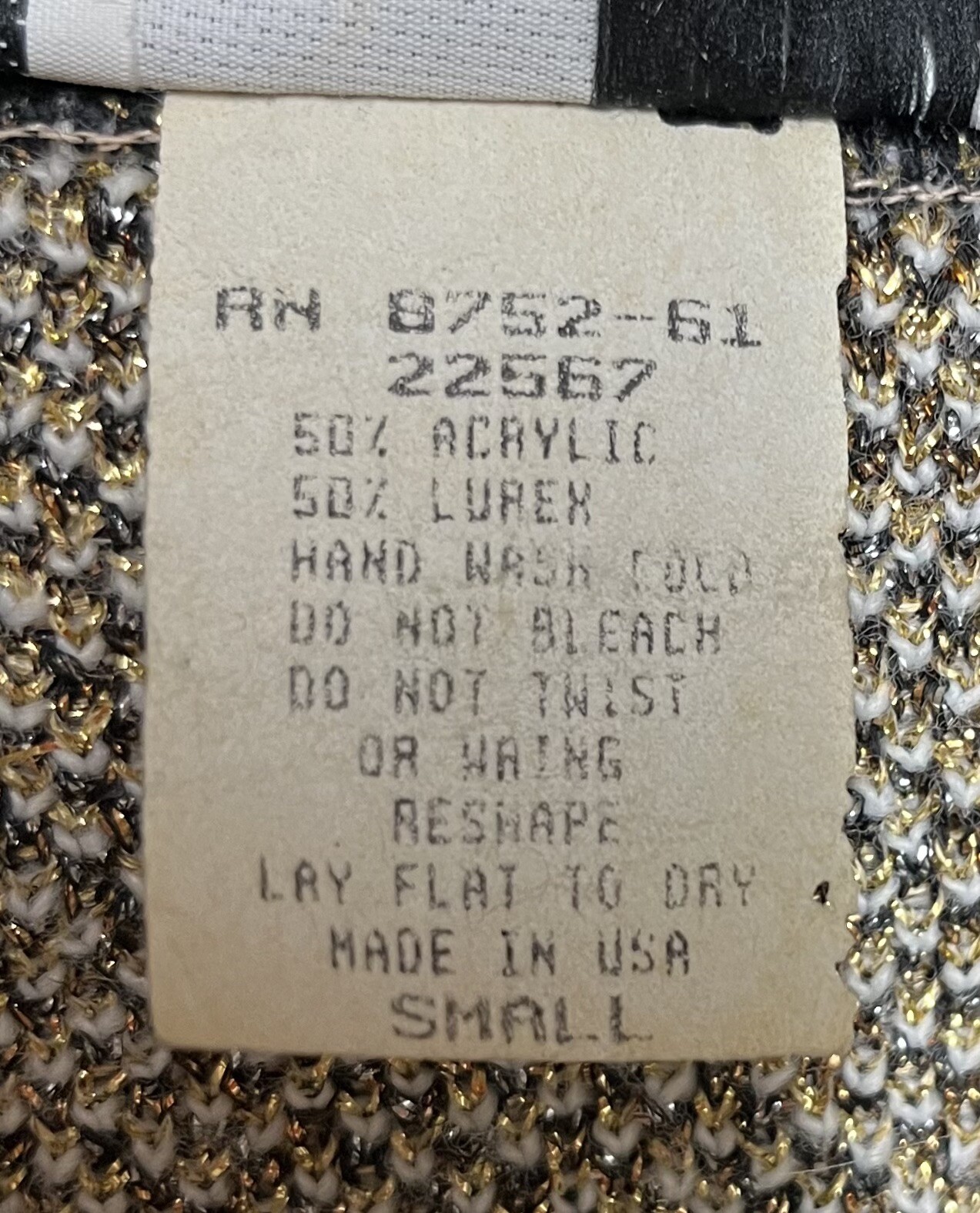 Vintage 80’s Beldoch Popper Sweater Gold Geometric Made USA Sz S Chest 38” EUC