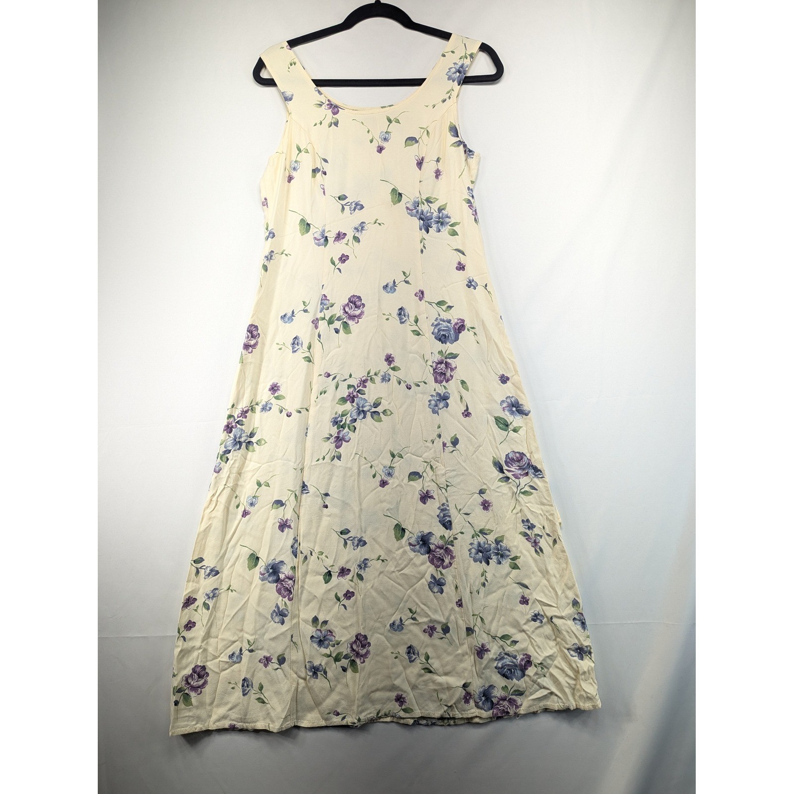 Vintage Los Angeles Gal 90s Floral Maxi Dress & Knit Jacket 2pc Set Cream Size 8