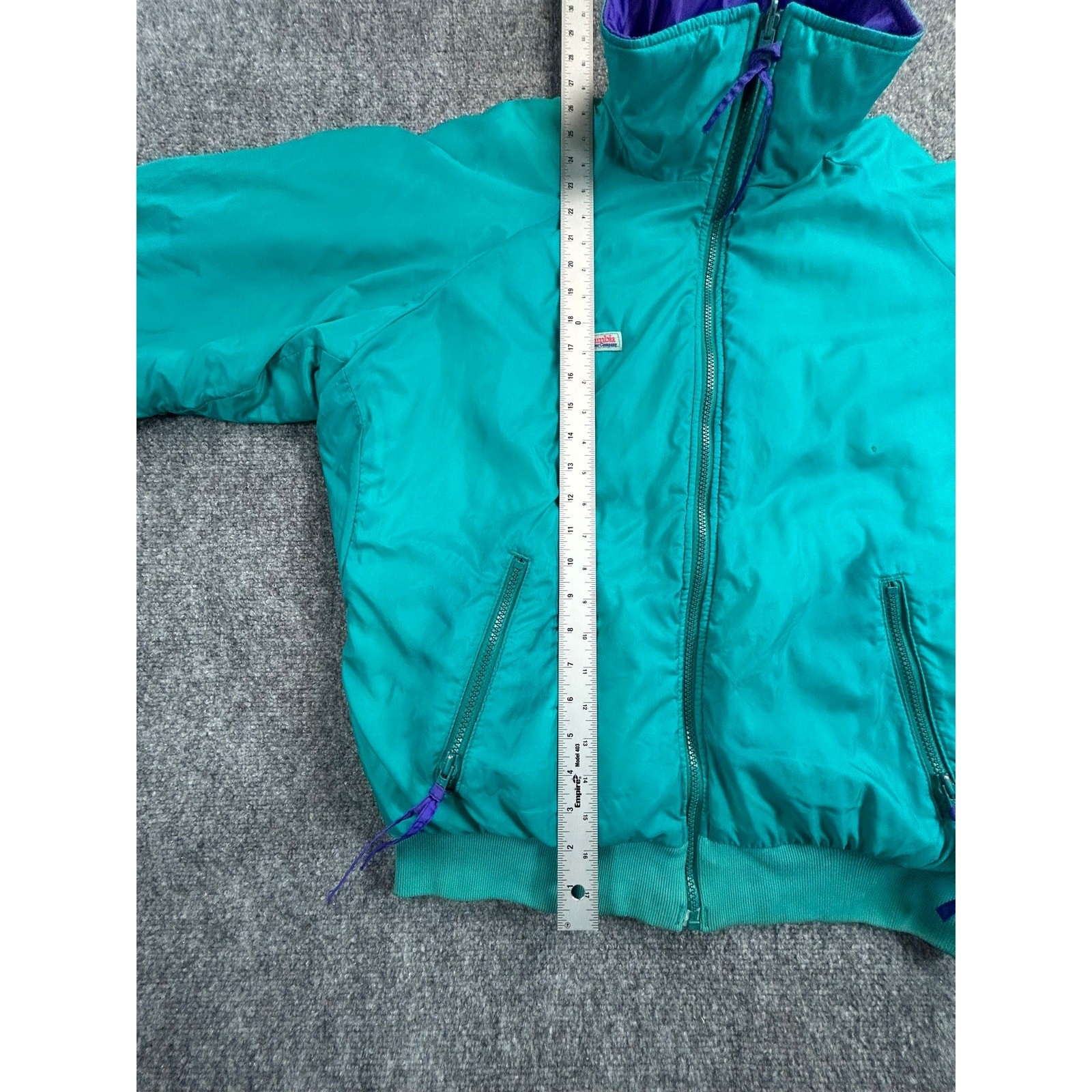 Vintage Columbia Reversible Puffer Bomber Jacket Adult Purple Teal Full Zip 90s