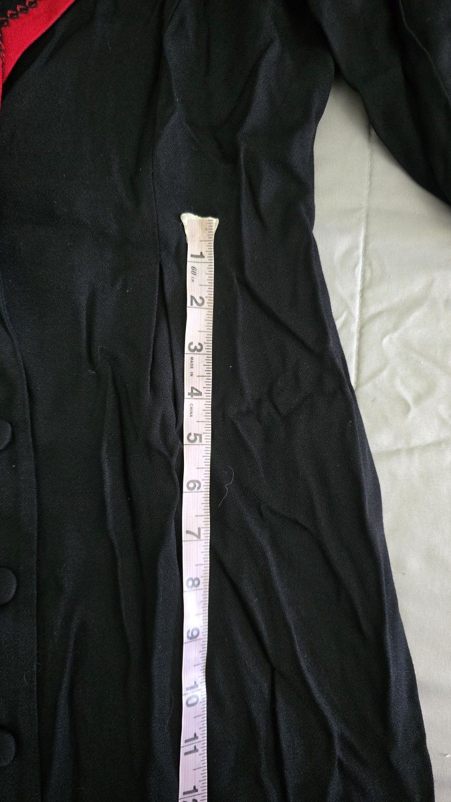 NWOT Vintage 80-90s S.L. Fashions Black Red Big Suit Collar Dress, Petites 12