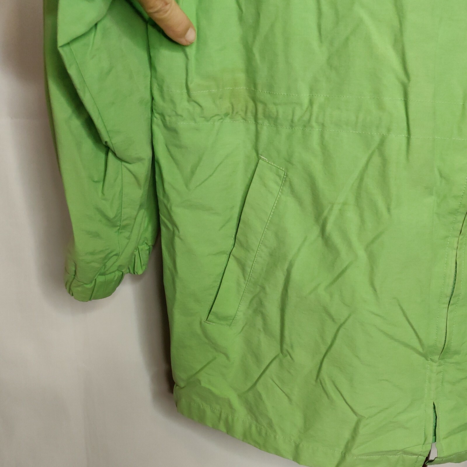 Studio Works Outerwear women’s M jacket green collar zip long sleeves 2 pockets