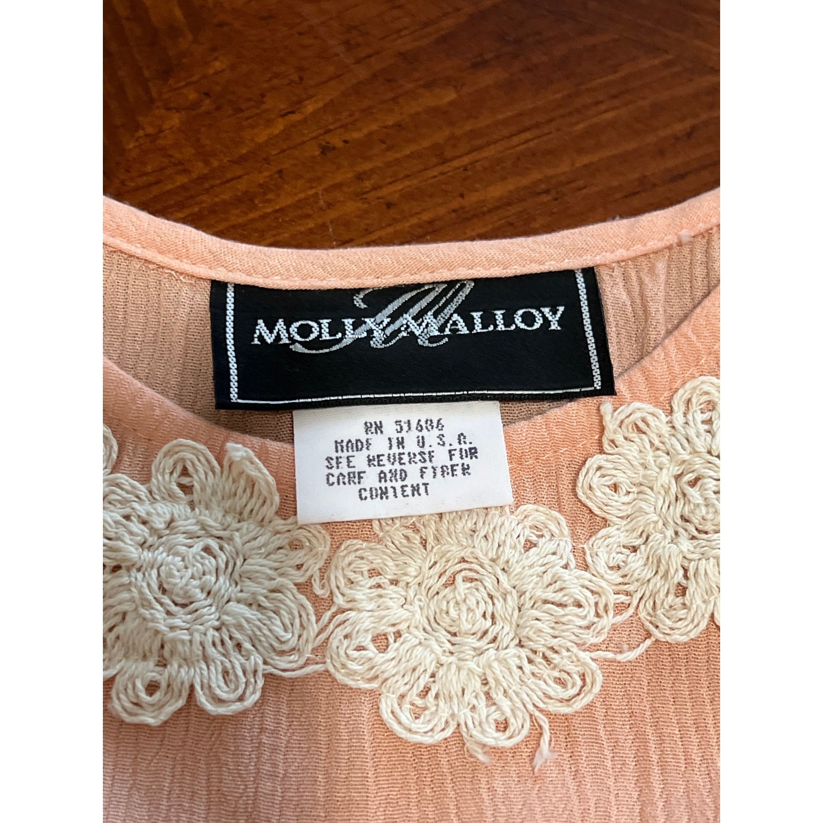 Molly Malloy Vintage Peach Gauze Maxi Dress Size 8 Cottagecore Boho Festival