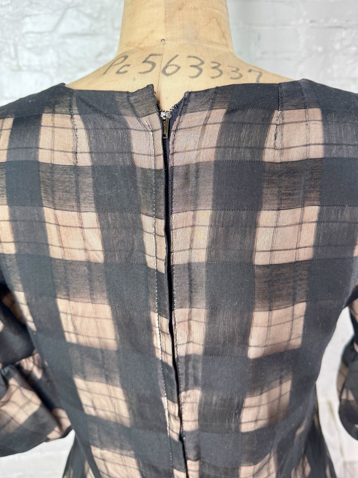 1960s Vintage Black & Nude Illusion Dress w Bubble Cuffs XS Candy Jrs