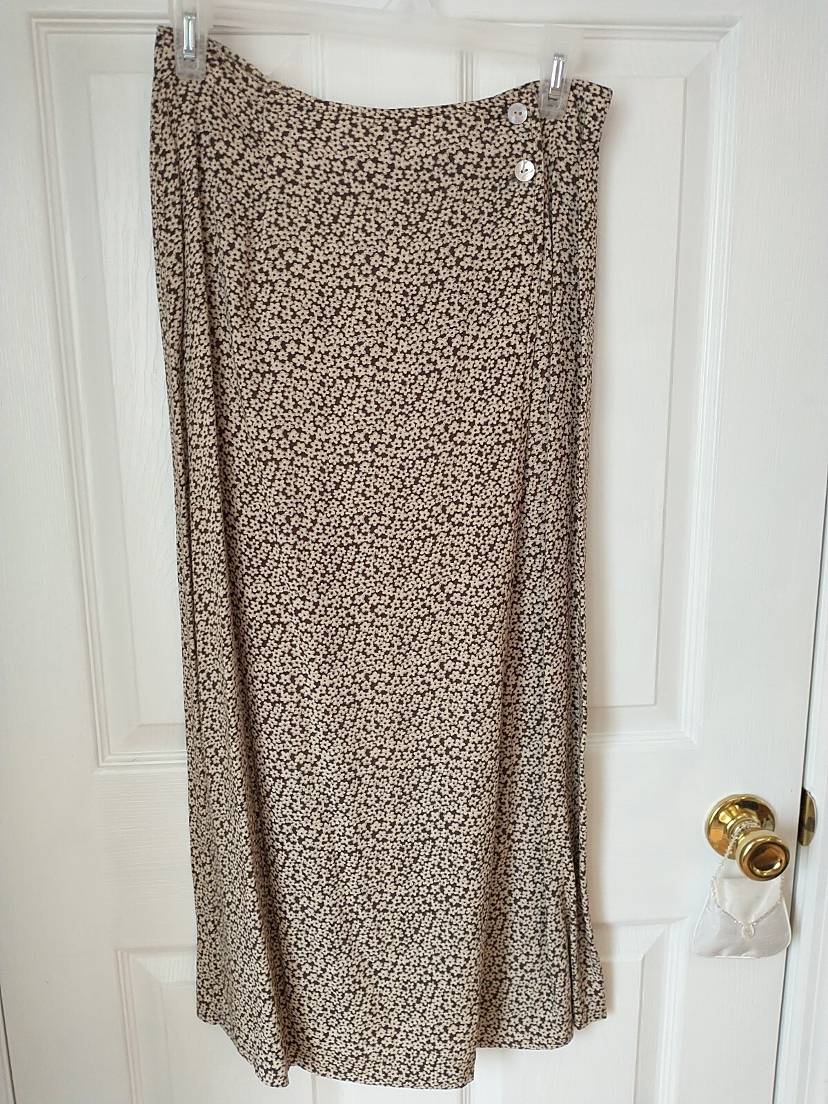 Vintage Floral, Brown And Cream Wrap Skirt Size 10