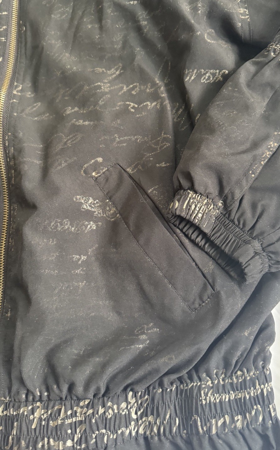 Vintage 80s 90s Windbreaker Track Suit Bomber Jacket & Pants Script Pattern L