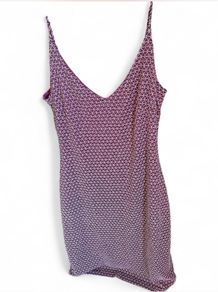 Vintage Diamond Sparkle Plum Purple And Silver Glitter Cocktail Party Dress M