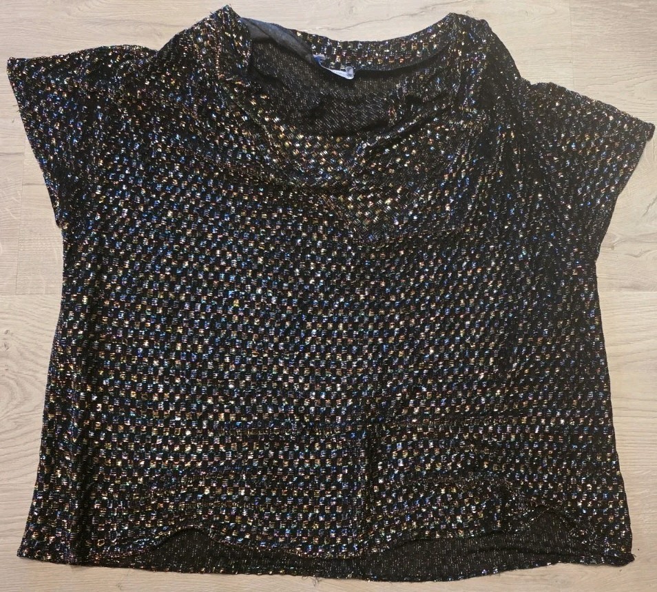 Vintage 80s Plus Size, Womens Maggie Lawrence, Metallic Knit Fabric Party Shirt