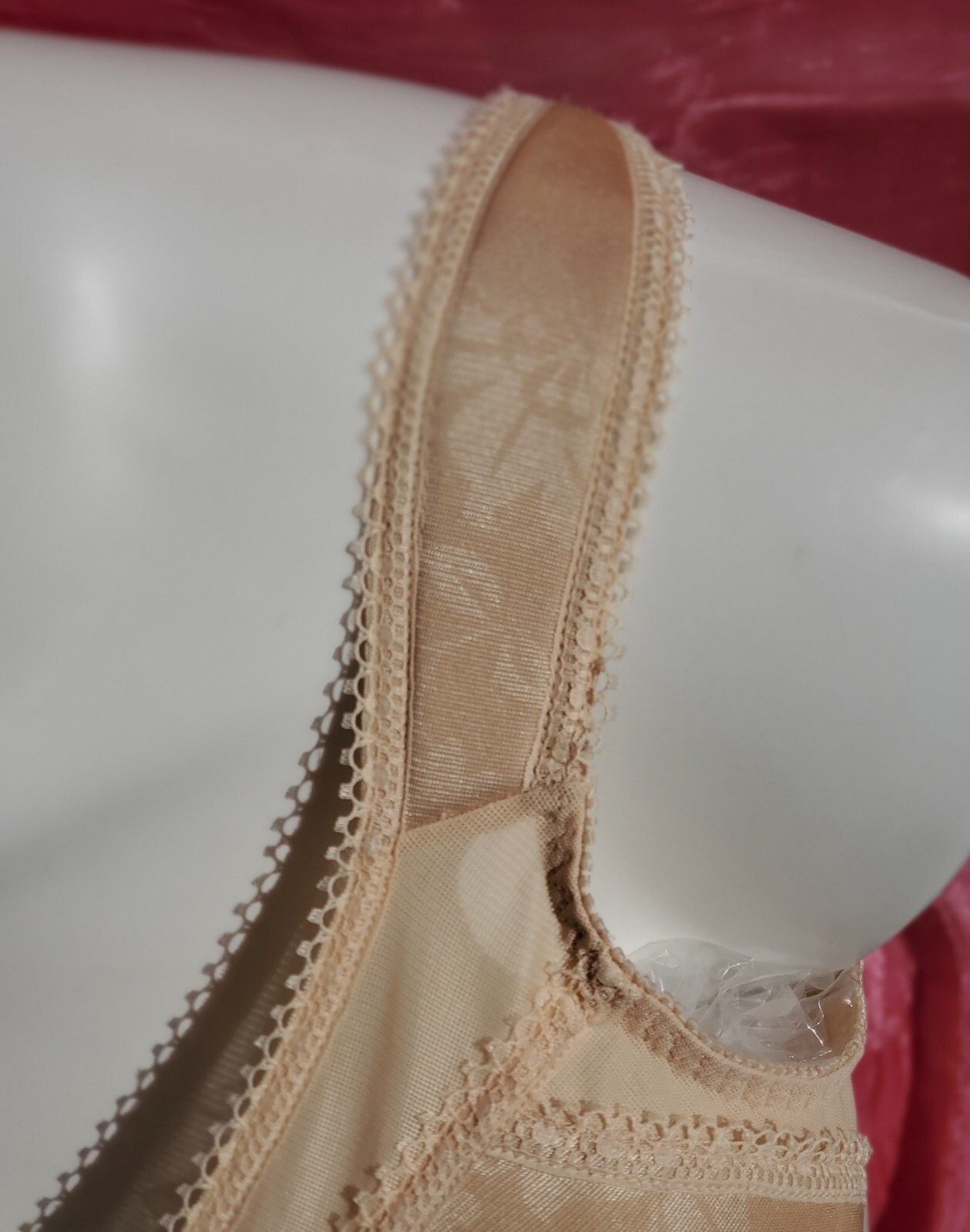 Underscore Bra Size 42D Beige Silky Lace Sexy Sissy Pin-up Crossdress Y2K