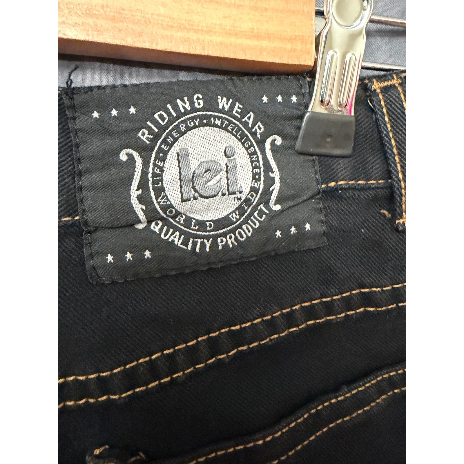 Vintage LEI High Waisted Black Denim Button Fly Shorts Size 9 Made USA Y2K 90s