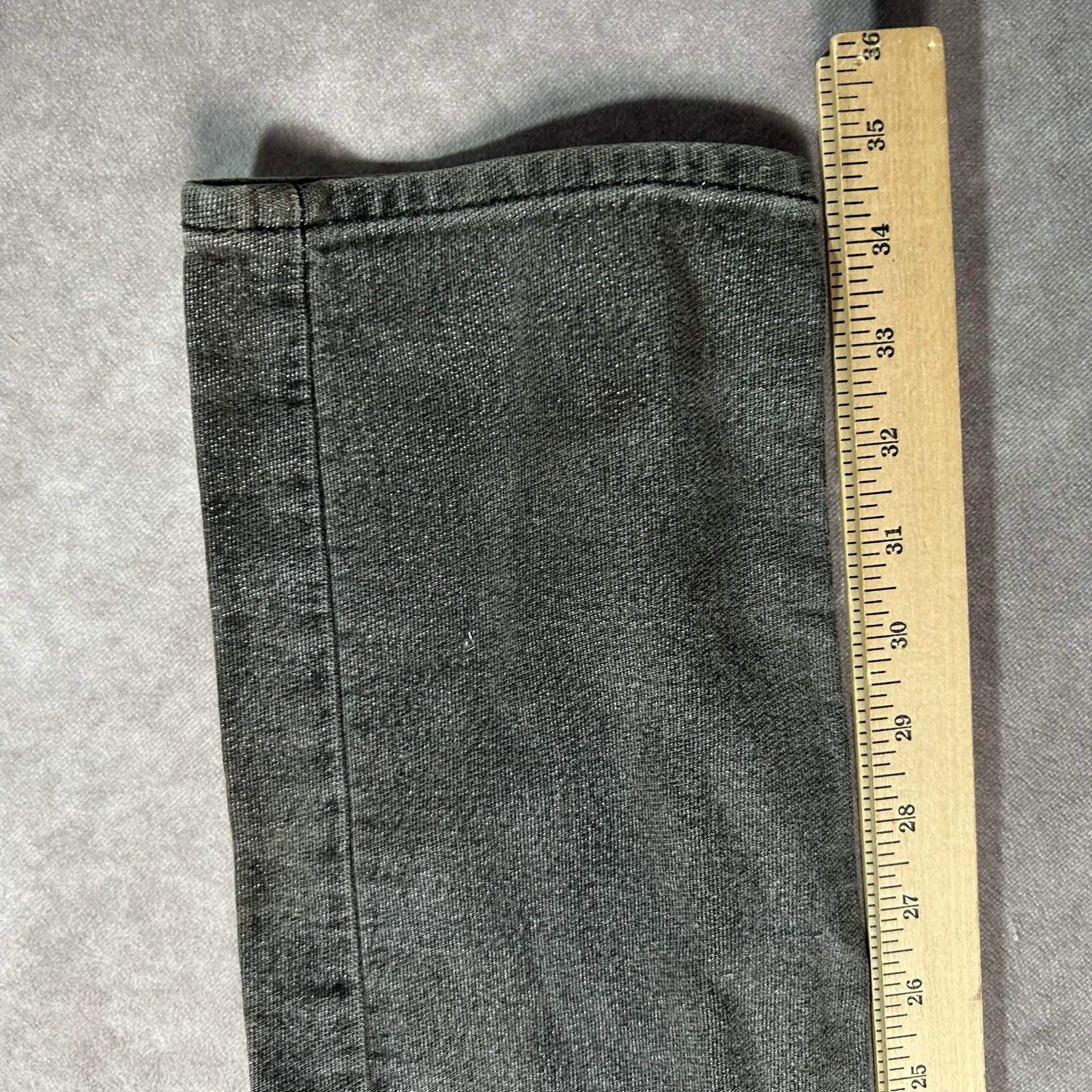 Vtg Lawman Western High Waisted Jeans Washed Black Straight Leg 24″ Hip Detail