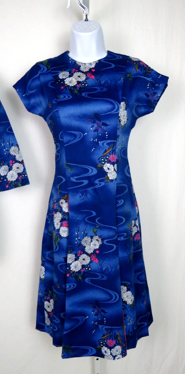 VTG 1950s 60s WALTAH CLARKE’S OF HONOLULU DRESS & CROP JACKET FLORAL POLY SILK?