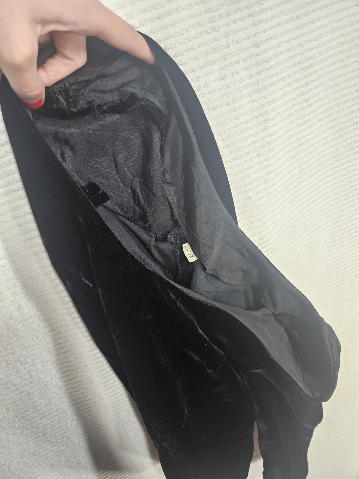 Vintage 1950s Black Velvet Top Side Metal Zip Princess Seam Shirt Small 42b